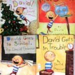 David Shannon Set Pack of 4 Books, It's Christmas David, No David, David Gets in Trouble, David Goes to School