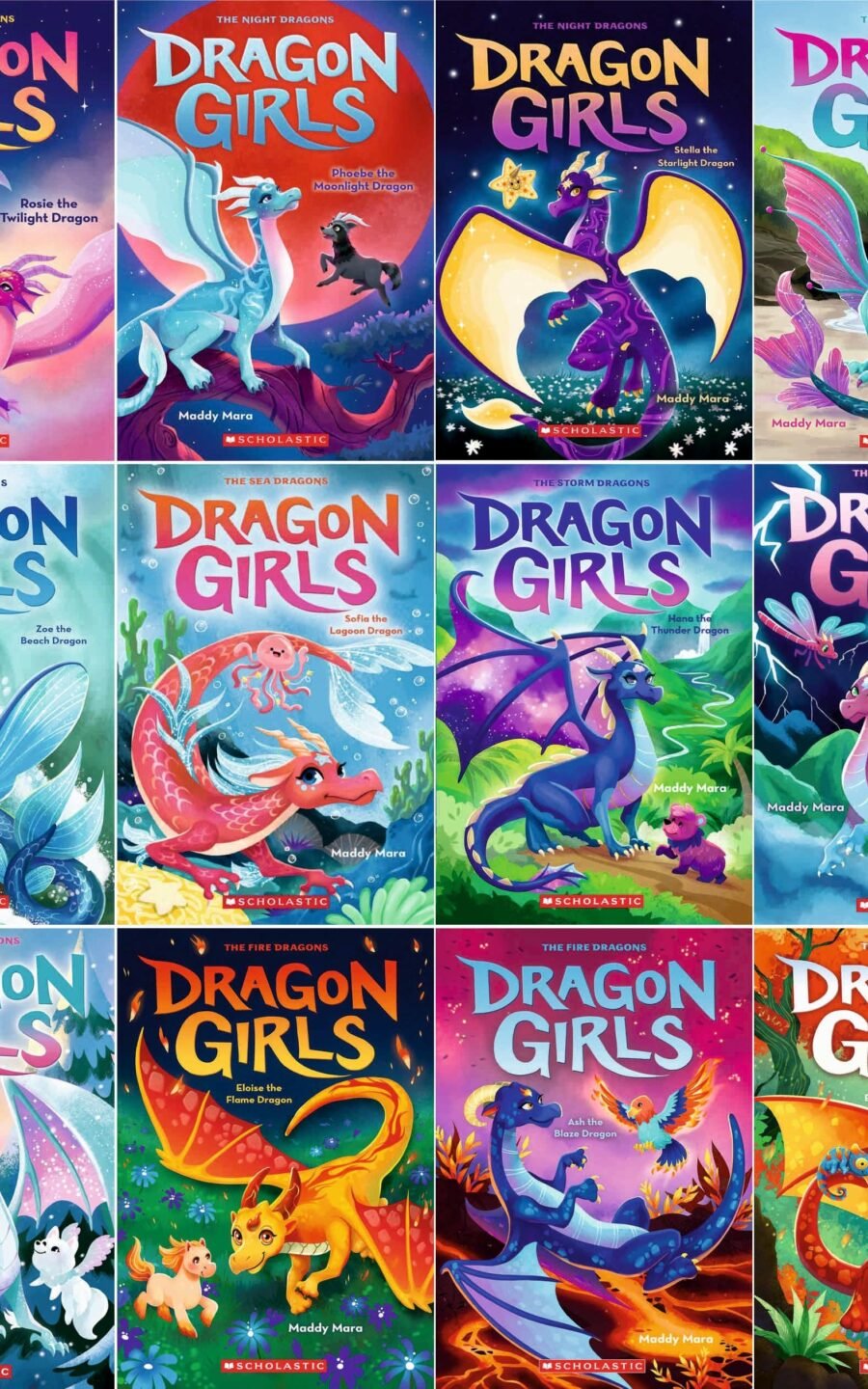 Dragon Girls Books Set (Books 7–18) – 12 Book Collection by Maddy Mara