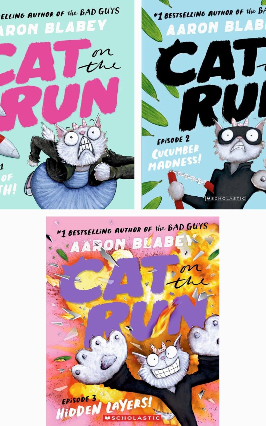Cat on the Run Series 3-Book Collection Set: Cat of Death, Cucumber Madness, Hidden Layers